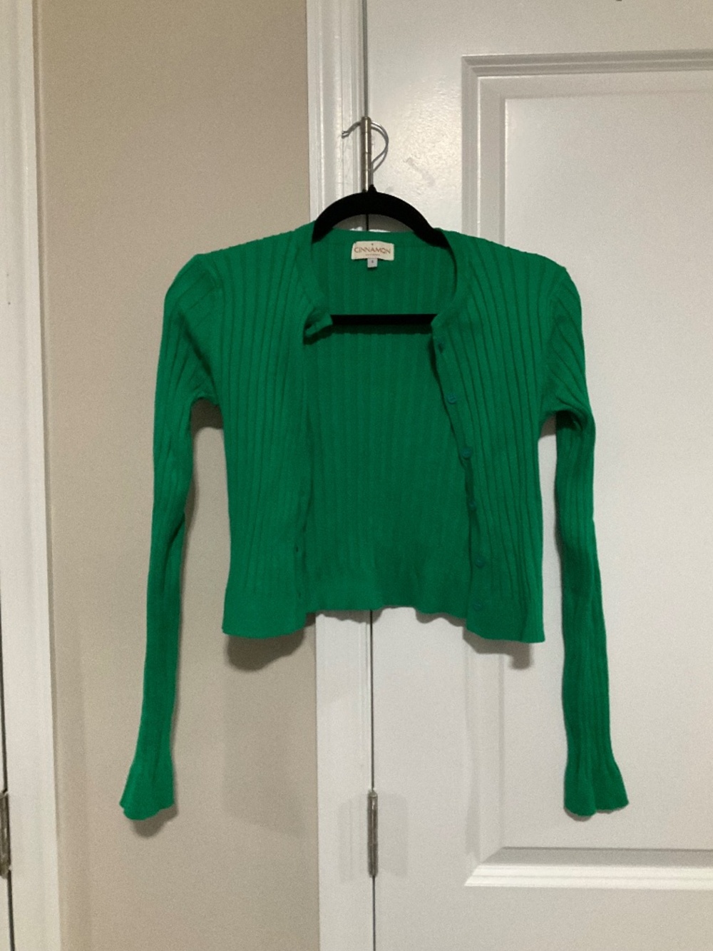 Cinnamon ribbed knit cardigan kelly green s women perfect condition